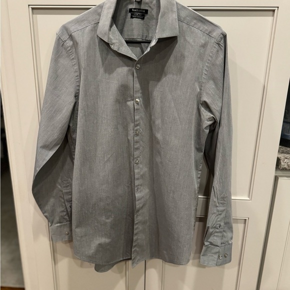 Men’s Van HeusenSlim Fit Dress Shirt 15.5. 32/33. Heather gray wrinkle free - Picture 5 of 7